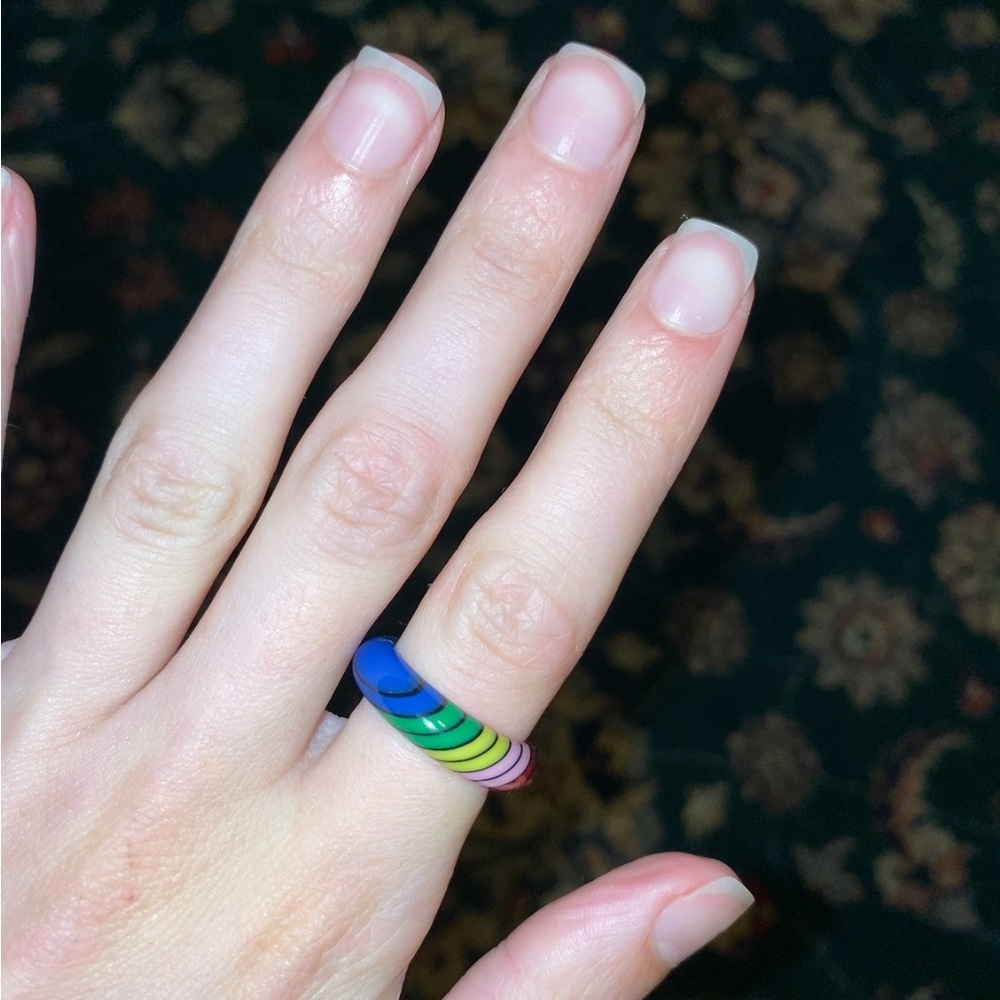 Rainbow Lucite Ring Pride LGBTQ 🏳️‍🌈 Vintage 80’s 90’s Colorful and Cute